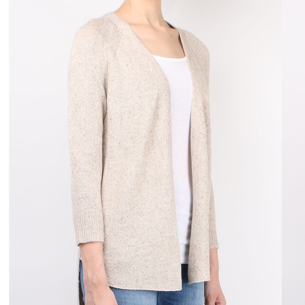 BROCHU‎ WALKER Women Medium Clove Cardigan Sweater in Buff Mélange Linen Blend